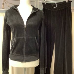 Juicy Couture Vintage Velour Pants 25 x 32 Zip Up Crop Hoodie Tracksuit